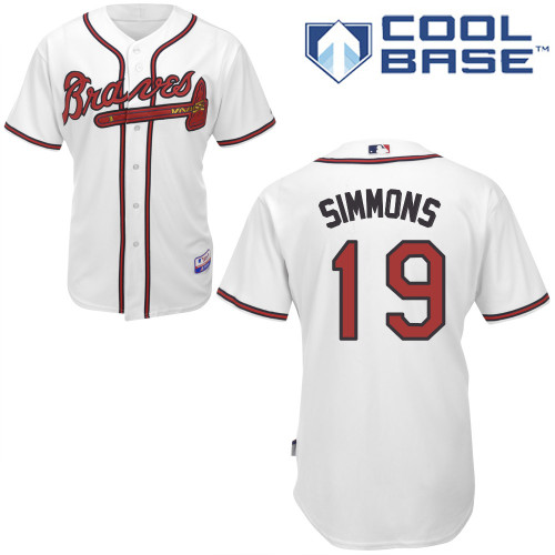 Andrelton Simmons #19 MLB Jersey-Atlanta Braves Men's Authentic Home White Cool Base Baseball Jersey